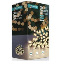 Premier 200 Warm White LED Battery Operated Christmas String Lights with Timer (LB112384WW)