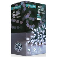 Premier 200 White LED Battery Operated Christmas String Lights with Timer (LB112384W)