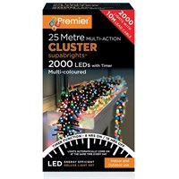 Premier 2000 Multi Colour Multi Action LED Cluster Christmas String Lights (LV162177M)