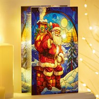 Premier 21cm Santa on Roof Stained Glass Decoration 25 Warm White LEDs (LB263050)