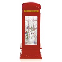 Premier 26.5cm Lit Telephone Water Box with Snow Family (LB171101) Christmas Lights