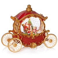Premier 26cm Horse Carriage Light Up Christmas Water Spinner with Santa Scene (LB261603)
