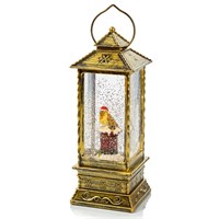 Premier 28cm Robin Light Up Water Spinner Christmas Lantern with Hat (LB213315)