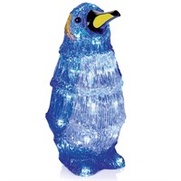 Premier 29cm Light Up Acrylic Blue Penguin Decoration 25 White LED (LV263130)
