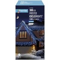 Premier 300 Frosted Cap Icicles Christmas Lights Blue & White (LV201224BW)