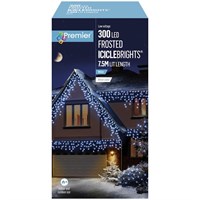 Premier 300 Frosted Cap Icicles Christmas Lights White (LV201224W)