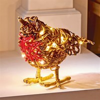 Premier 30cm Rattan Look Light Up Christmas Robin with 50 Warm White LEDs (LB261032)