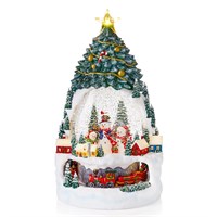Premier 31cm Christmas Tree Light Up Water Spinner with Winter Village Scene (LB261601)