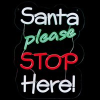 Premier 35cm Santa Please Stop Here Light Up Hanging Christmas Neon Sign (LV251642)