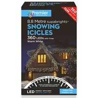 Premier 360 (8.8m) Warm White LED Snowing Icicles Supabright Christmas String Lights (LV162183WW)