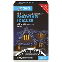 Premier 360 (8.8m) White LED Snowing Icicles Supabright Christmas String Lights (LV162183W)
