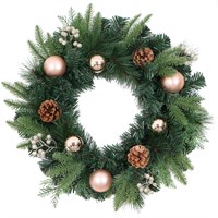 Premier 40cm Gold Bauble & Pine Cone Artificial Christmas Wreath (SSQ1038G-40)