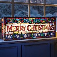 Premier 40cm Merry Christmas Stained Glass Decoration 50 Warm White LEDs (LB262559)