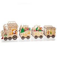 Premier 42cm Wooden Santa Light Up Christmas Train with 3 Carriages (LB261524)