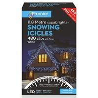 Premier 480 (11.8m) White LED Snowing Icicles Supabright Christmas String Lights (LV162184W)