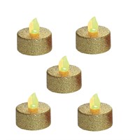 Premier 5 Pack Gold Flickering LED Glitter Christmas Tea Lights (LB101540)