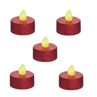 Premier 5 Pack Red Flickering LED Glitter Christmas Tea Lights (LB101540)