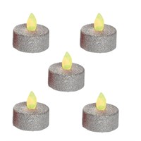Premier 5 Pack Silver Flickering LED Glitter Christmas Tea Lights (LB101540)