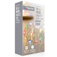 Premier 50 Multi Coloured Battery Operated Action Pin Wire LED Timer Christmas Lights (LB151209M)