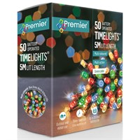 Premier 50 Multi-Coloured LED Battery Operated Christmas String Lights with Timer (LB112382M)
