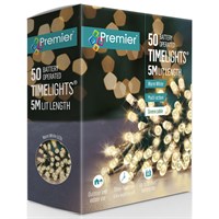 Premier 50 Warm White LED Battery Operated Christmas String Lights with Timer (LB112382WW)