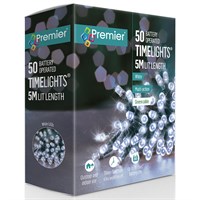 Premier 50 White LED Battery Operated Christmas String Lights with Timer (LB112382W)