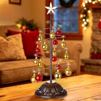 Premier 50cm Black Metal Light Up Christmas Tree Decoration with Baubles (LB261332BK)