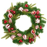 Premier 50cm Candy Cane Artificial Christmas Wreath (DF257097)