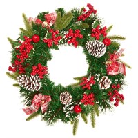Premier 50cm Holly Ribbon Artificial Christmas Wreath (DF257099)