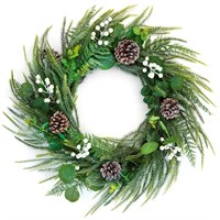 Premier 50cm Natural Touch Eucalyptus Wreath with Cones (DF267032)