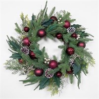 Premier 50cm Red Artificial Christmas Wreath with Holly Leaves (EP6-11Y)