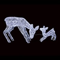 Premier 70 & 38cm Soft Acrylic Light Up Christmas Deers 230 White LEDs (LV201106W)