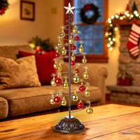 Premier 70cm Black Metal Light Up Christmas Tree Decoration with Baubles (LB261333BK)