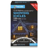 Premier 720 (17.8m) White LED Snowing Icicles Supabright Christmas String Lights (LV162185W)