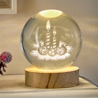 Premier 8cm 3D Christmas Candles Light Up Etched Glass Ball (UB261155WW)