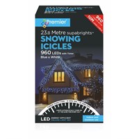 Premier 960 LED Snowing Icicles Timer - Blue & White Mix (LV162186BW) Christmas Lights