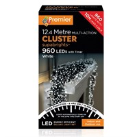 Premier 960 White Multi Action LED Cluster Christmas String Lights (LV162176W)