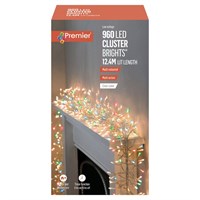 Premier 960 Multi Colour Multi Action LED Cluster Christmas String Lights (Clear Cable) (LV162176MC)