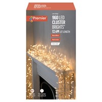 Premier 960 Warm White Multi Action LED Cluster Christmas String Lights (Clear Cable) (LV162176WWC)