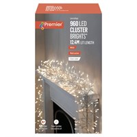 Premier 960 White Multi Action LED Cluster Christmas String Lights (Clear Cable) (LV162176WC)