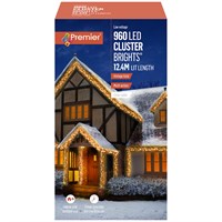 Premier 960 Vintage Gold (Clear Cable) Multi Action LED Cluster Christmas String Lights (LV162176VGC)