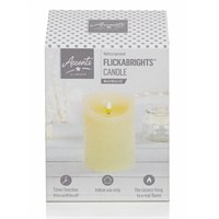 Premier Cream Flickerbright Texture Christmas Candle With Timer - 13 x 9cm (LB192180)