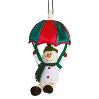 Premier 38cm Parachuting Snowman Musical Kicking Leg Animated Christmas Decoration (PL84505)