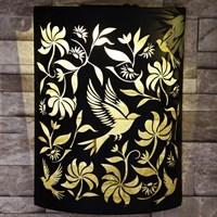 Primus Birds Metal Small Curved Solar Garden Decor Wall Panel (PA1056BK)