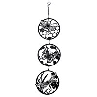 Primus Black Bee, Butterfly & Dragonfly Silhouette Hanging Garden Decor Trio Spinner (PT2603BK)