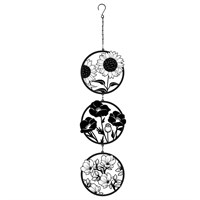 Primus Black Floral Silhouette Hanging Garden Decor Trio Spinner (PT2604BK)