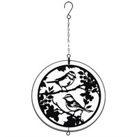 Primus Black Metal Blue Tit Hanging Garden Decor Silhouette Orbit Spinner (PT2115BK)