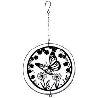 Primus Black Metal Butterfly Hanging Garden Decor Silhouette Orbit Spinner (PT2116BK)