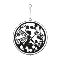 Primus Black Metal Fairy Hanging Garden Decor Silhouette Orbit Spinner (PT2106BK)