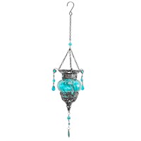 Primus Blue Glass Moroccan Solar Garden Decor Lantern (PT6204)